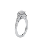 SKU: 0048 (18K) Round Diamond Floral Halo Engagment Ring in Rose Gold.