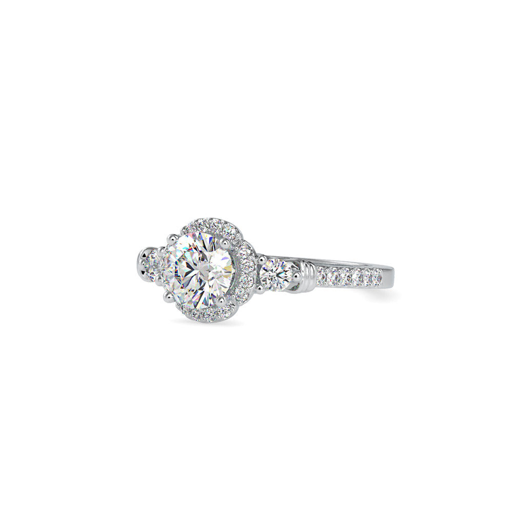 SKU: 0048 (18K) Round Diamond Floral Halo Engagment Ring in Rose Gold.
