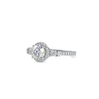 SKU: 0048 (10K) Round Diamond Floral Halo Engagment Ring in Rose Gold.