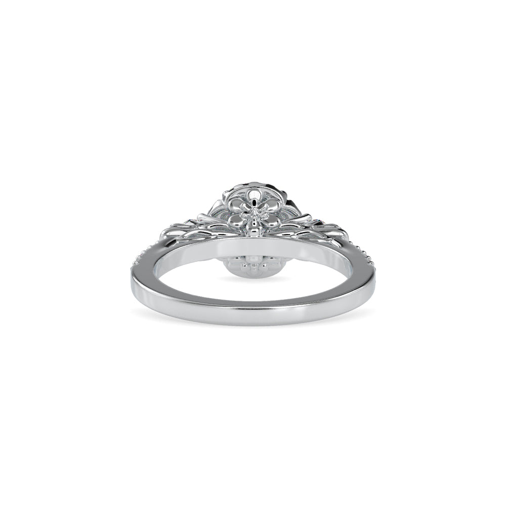 SKU: 0048 (14K) Round Diamond Floral Halo Engagment Ring in Rose Gold.