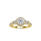 SKU: 0048 (10K) Round Diamond Floral Halo Engagment Ring in Rose Gold.