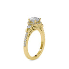 SKU: 0048 (18K) Round Diamond Floral Halo Engagment Ring in Rose Gold.
