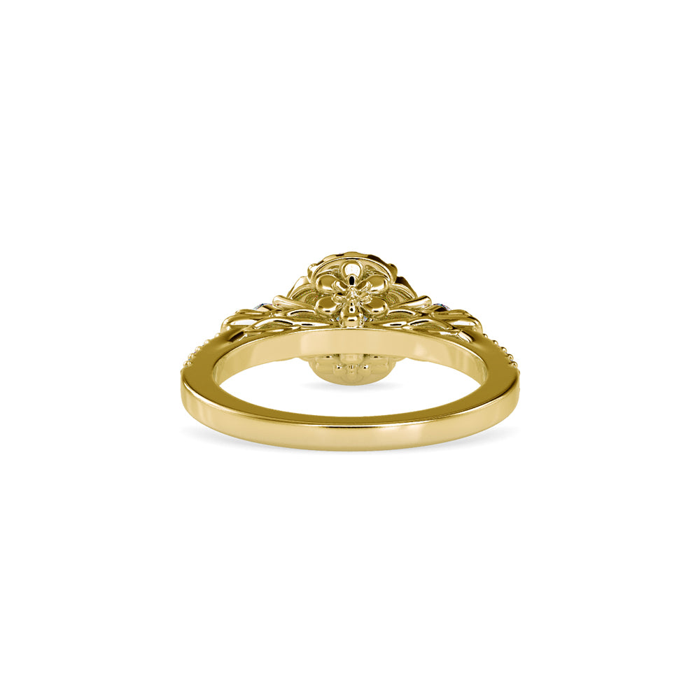 SKU: 0048 (18K) Round Diamond Floral Halo Engagment Ring in Rose Gold.