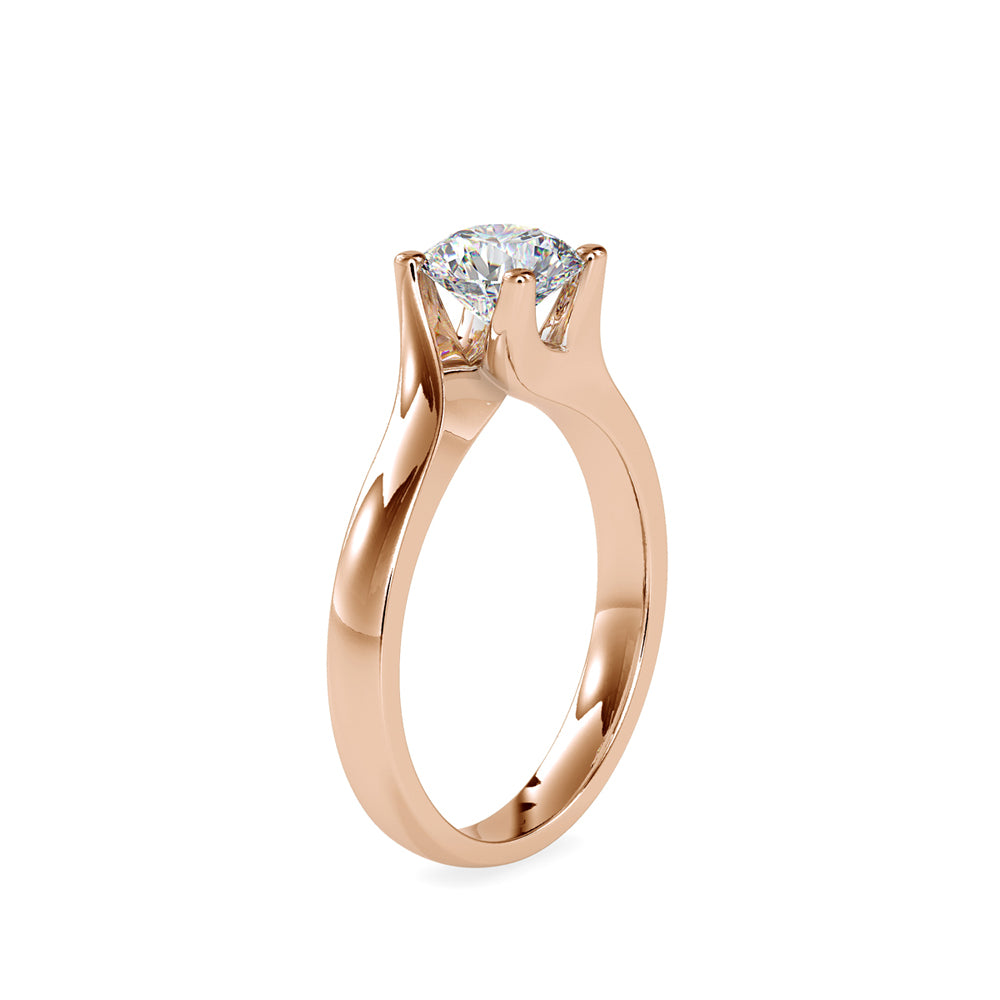 SKU: 0051 (10K) Twisted Shank Solitaire Engagment Ring in Rose Gold.