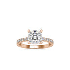 SKU: 0052 (14K) Cushion Diamond Classic Engagment Ring in Rose Gold.