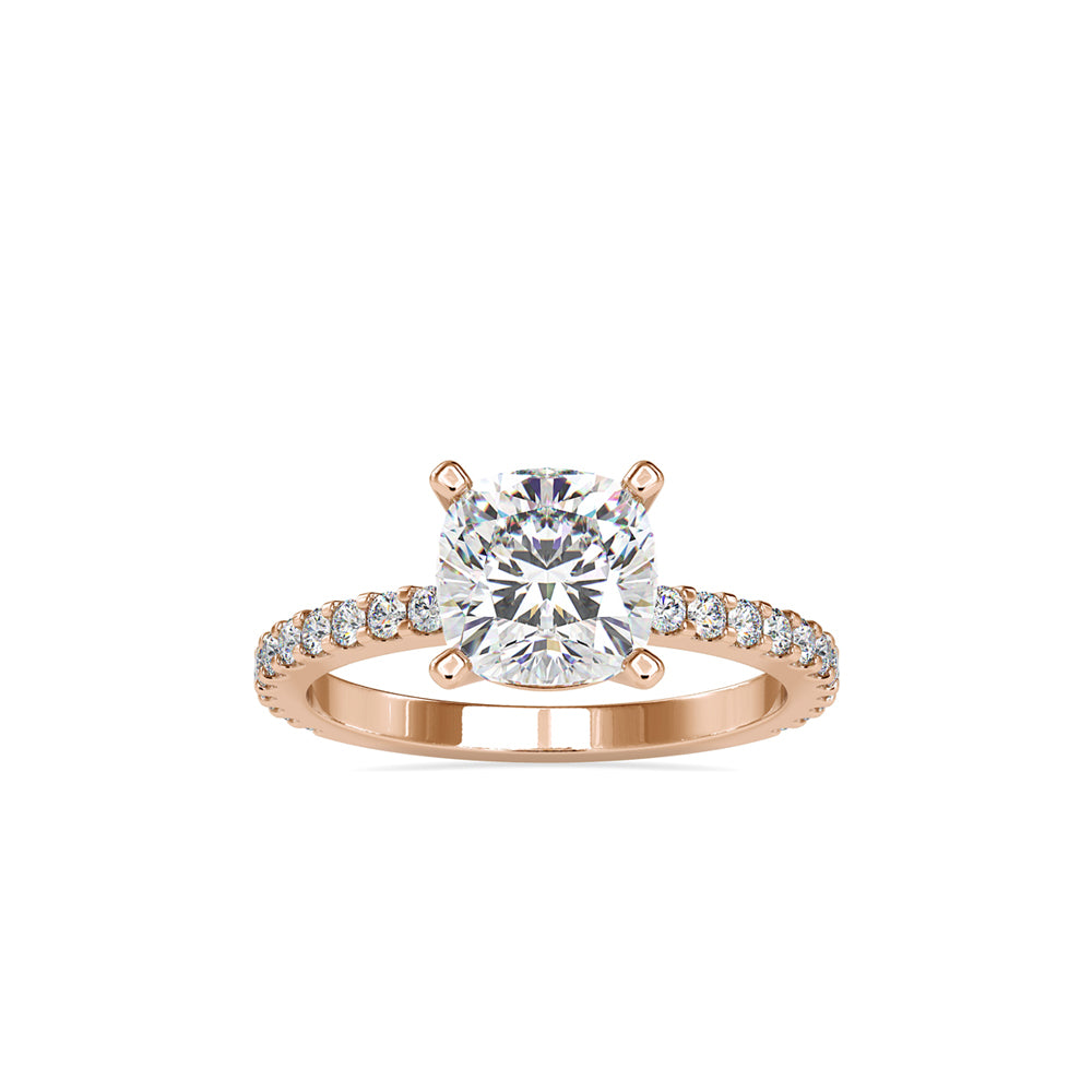 SKU: 0052 (22K) Cushion Diamond Classic Engagment Ring in Rose Gold.