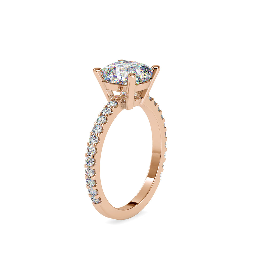 SKU: 0052 (10K) Cushion Diamond Classic Engagment Ring in Rose Gold.