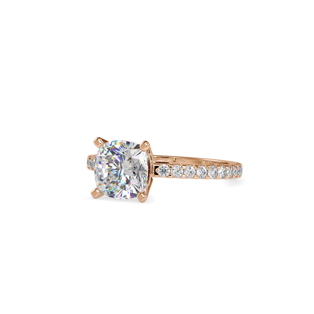 SKU: 0052 (22K) Cushion Diamond Classic Engagment Ring in Rose Gold.