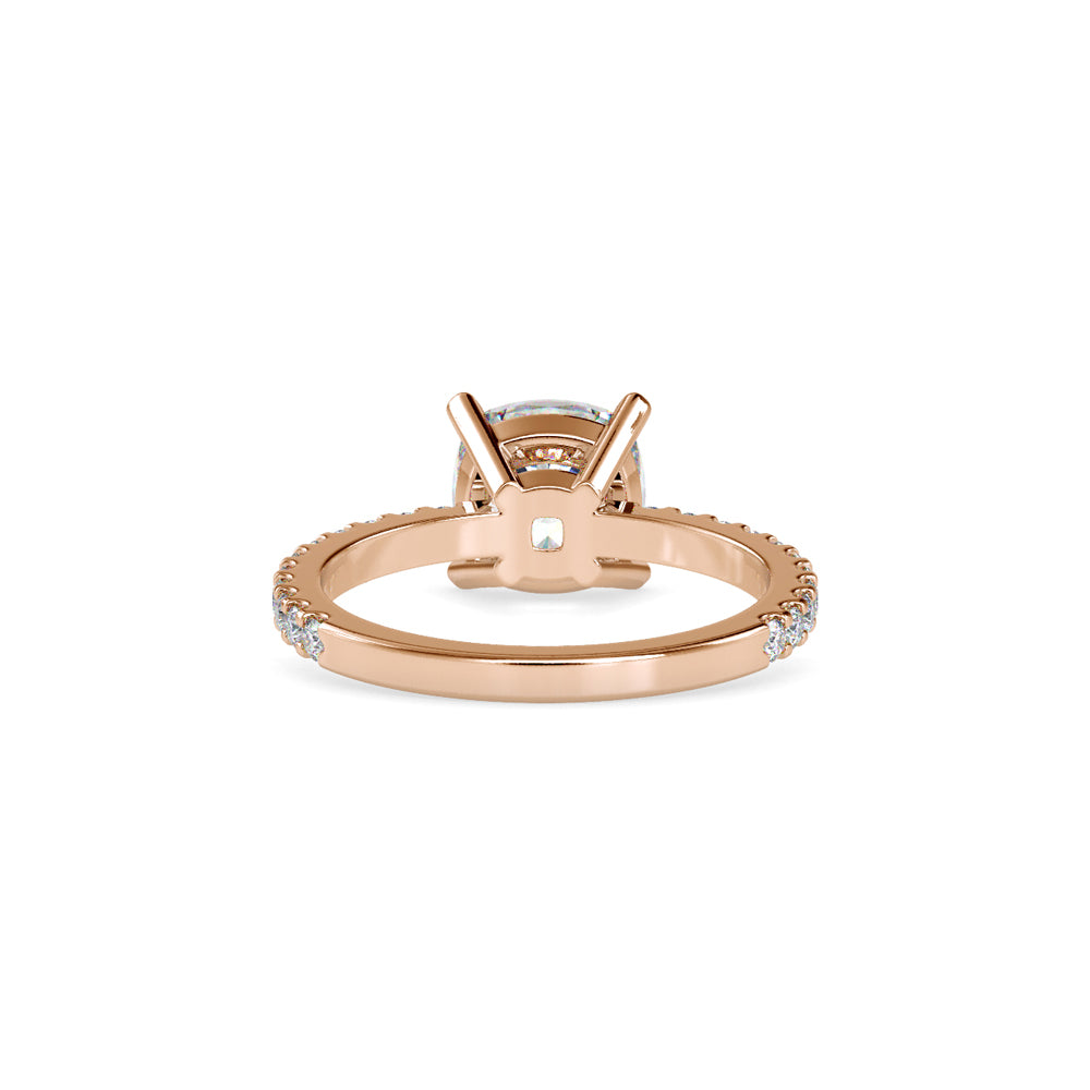 SKU: 0052 (22K) Cushion Diamond Classic Engagment Ring in Rose Gold.