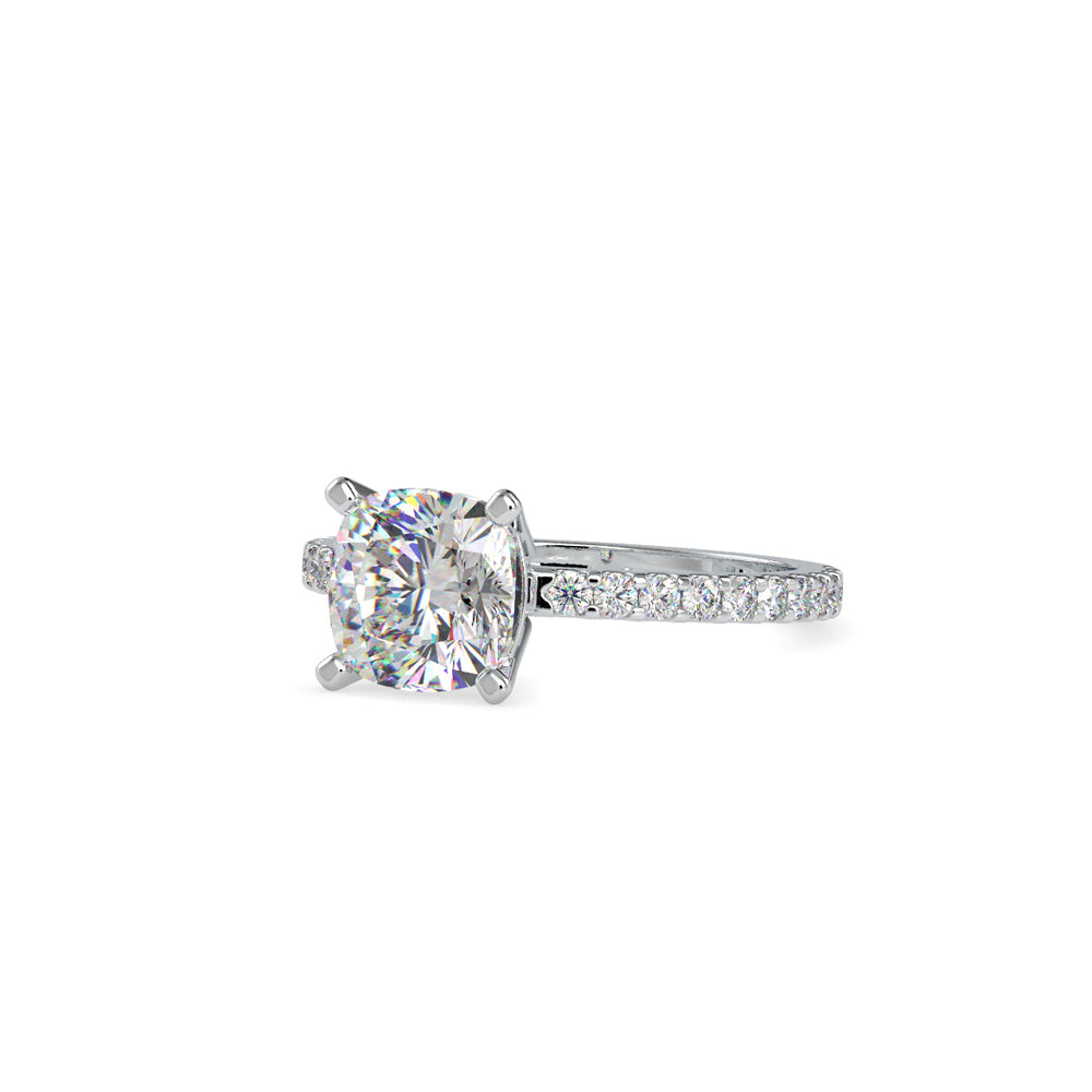 SKU: 0052 (14K) Cushion Diamond Classic Engagment Ring in Rose Gold.