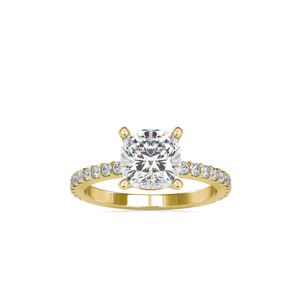 SKU: 0052 (10K) Cushion Diamond Classic Engagment Ring in Rose Gold.