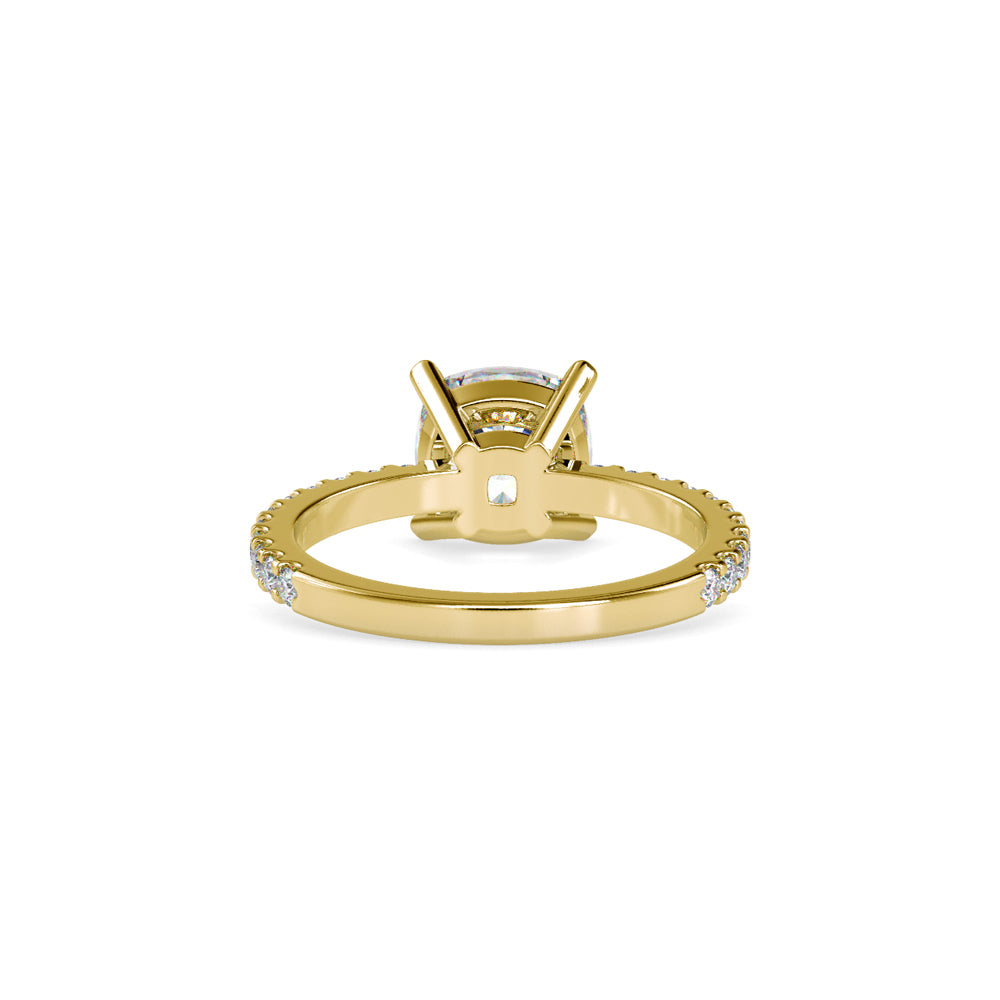 SKU: 0052 (14K) Cushion Diamond Classic Engagment Ring in Rose Gold.