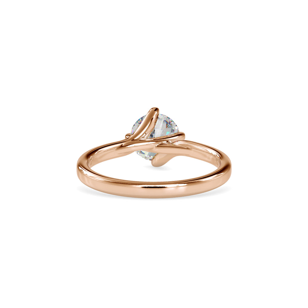 SKU: 0053 (14K) Twisted Shank Solitaire Engagment Ring in Rose Gold.