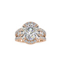 SKU: 0054 (14K) Split Shank Oval Halo Engagment Ring in Rose Gold.