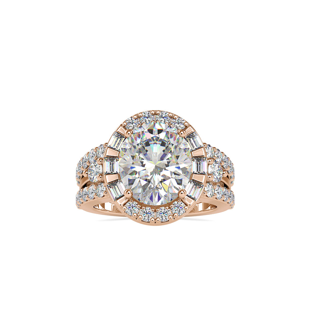 SKU: 0054 (10K) Split Shank Oval Halo Engagment Ring in Rose Gold.