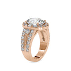 SKU: 0054 (10K) Split Shank Oval Halo Engagment Ring in Rose Gold.