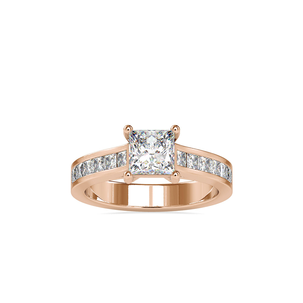 SKU: 0057 (18K) The princess Cut Solitaire Engagment Ring in Rose Gold.