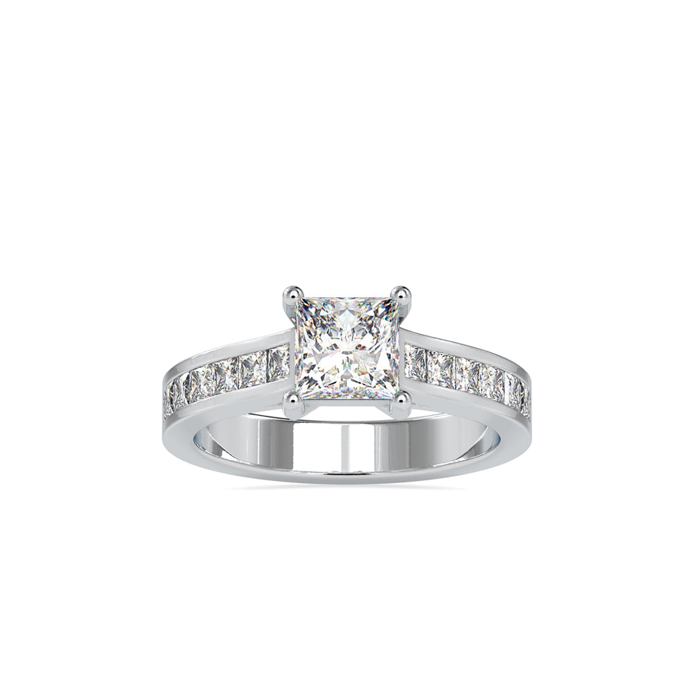 SKU: 0057 (14K) The princess Cut Solitaire Engagment Ring in Rose Gold.