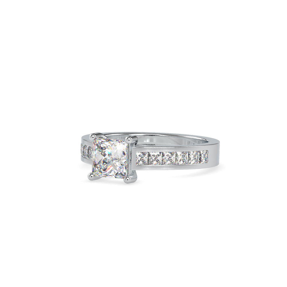 SKU: 0057 (22K) The princess Cut Solitaire Engagment Ring in Rose Gold.