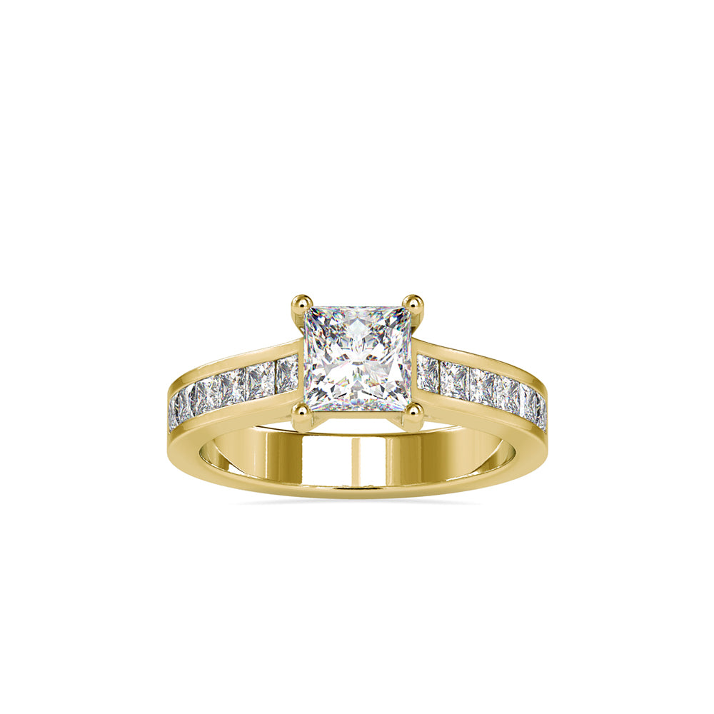 SKU: 0057 (10K) The princess Cut Solitaire Engagment Ring in Rose Gold.