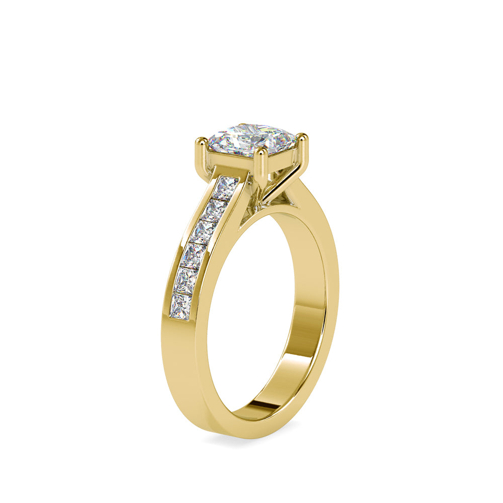 SKU: 0057 (14K) The princess Cut Solitaire Engagment Ring in Rose Gold.