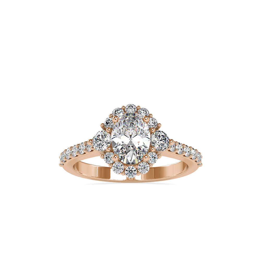 SKU: 0059 (14K) The Sparkling Cluster Oval Engagment Ring in Rose Gold.