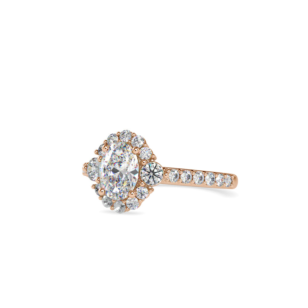 SKU: 0059 (22K) The Sparkling Cluster Oval Engagment Ring in Rose Gold.