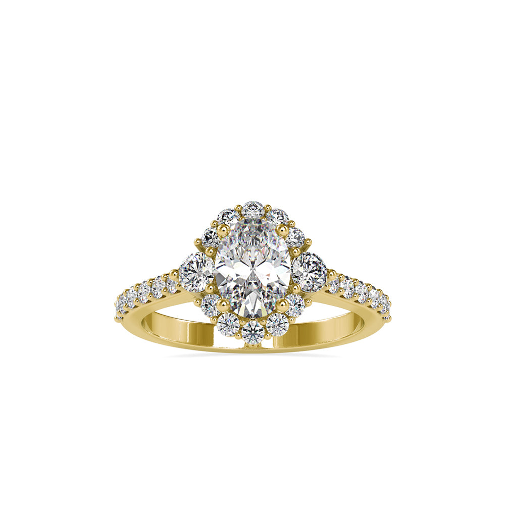 SKU: 0059 (14K) The Sparkling Cluster Oval Engagment Ring in Rose Gold.