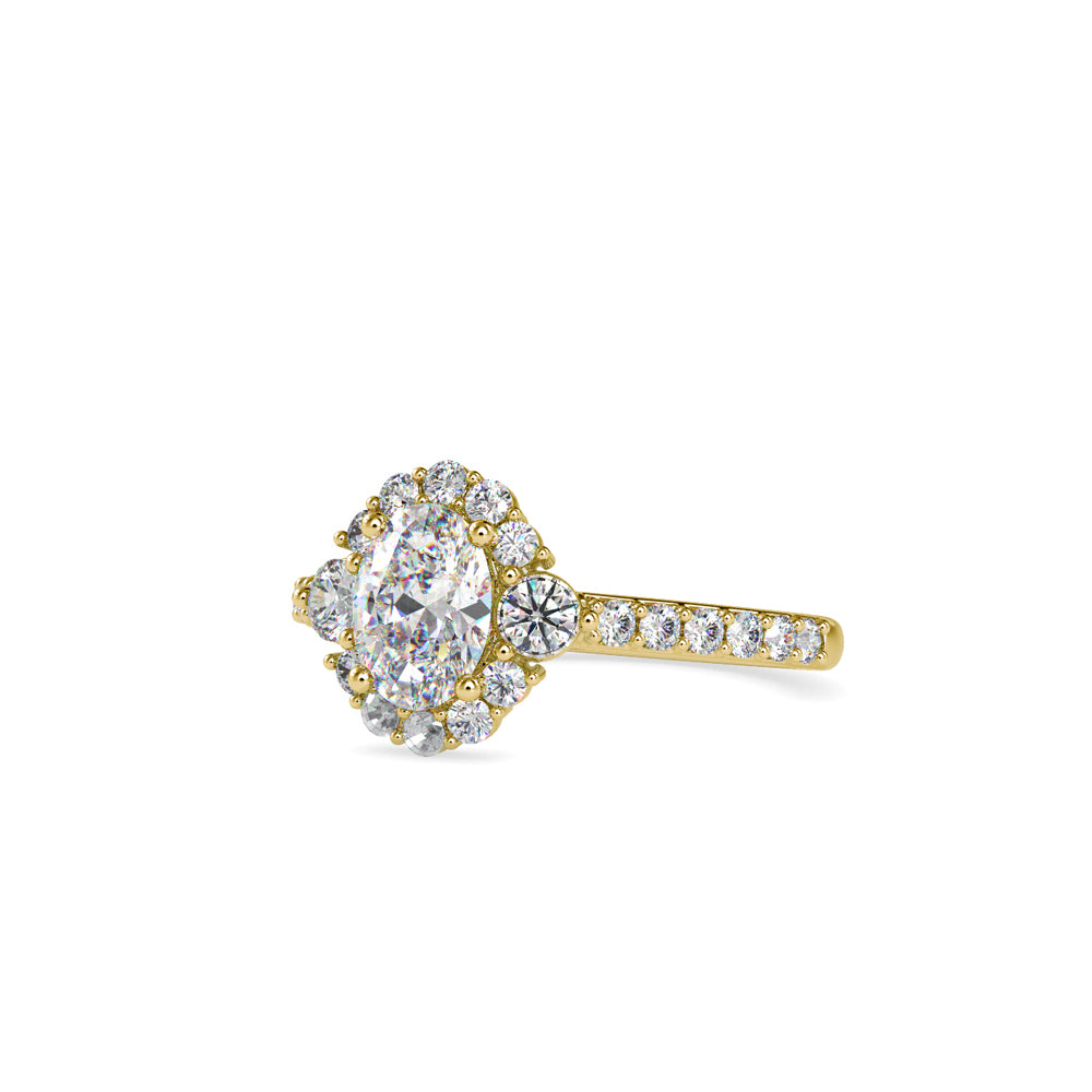 SKU: 0059 (14K) The Sparkling Cluster Oval Engagment Ring in Rose Gold.