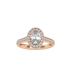 SKU: 0060 (14K) Halo Pave Engagment Ring in Rose Gold.