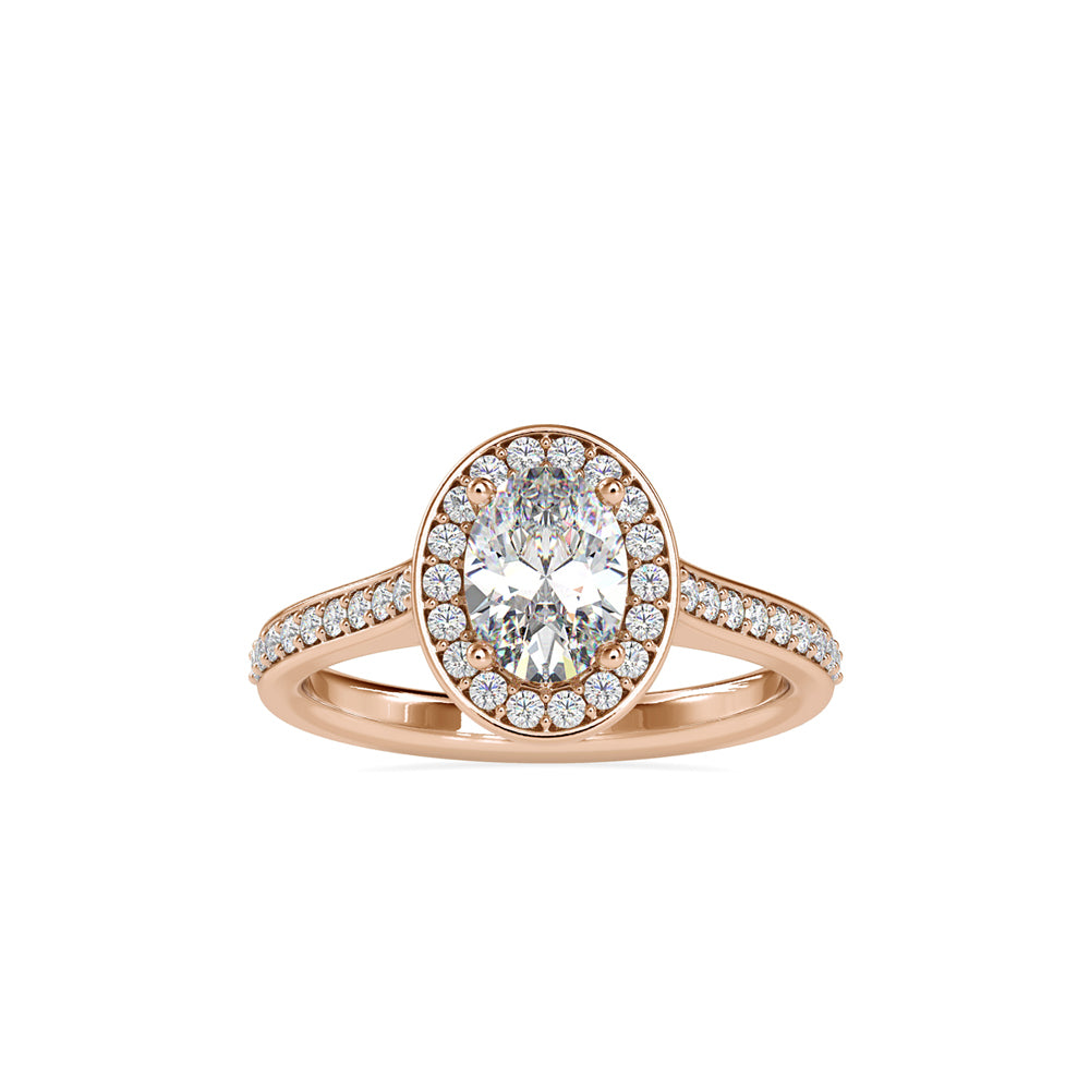 SKU: 0060 (10K) Halo Pave Engagment Ring in Rose Gold.