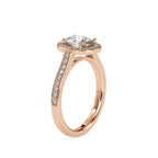 SKU: 0060 (14K) Halo Pave Engagment Ring in Rose Gold.