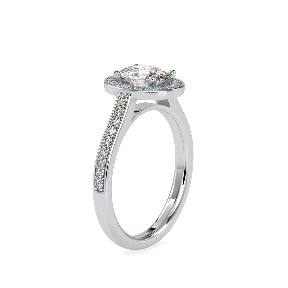 SKU: 0060 (22K) Halo Pave Engagment Ring in Rose Gold.