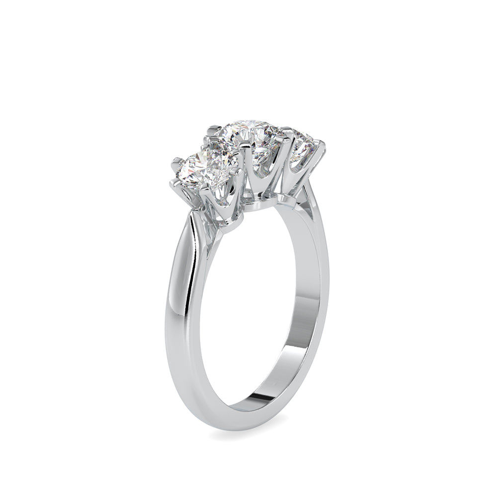 SKU: 0061 (18K) Timeless Trinity Three-Stone Engagment Ring in Rose Gold.