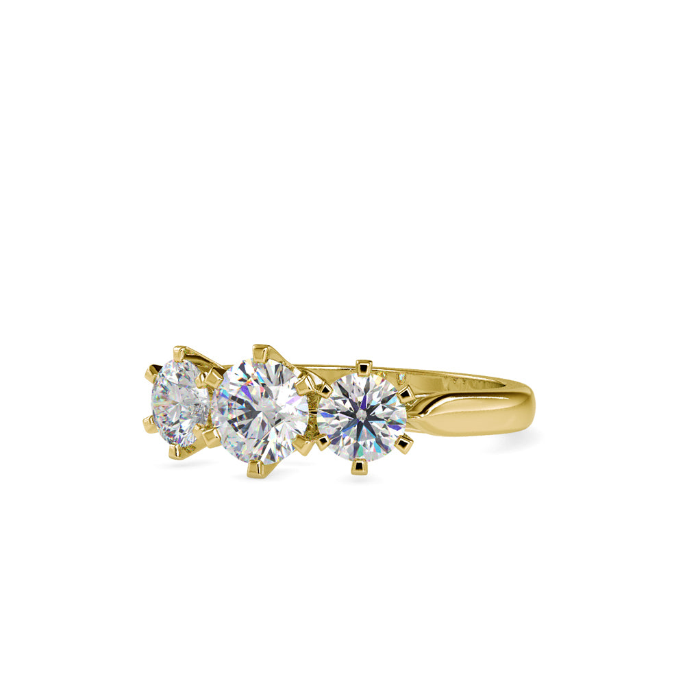 SKU: 0061 (14K) Timeless Trinity Three-Stone Engagment Ring in Rose Gold.