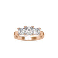 SKU: 0062 (14K) Princess-Cut Trilogy Engagment Ring in Rose Gold.