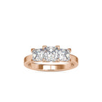 SKU: 0062 (22K) Princess-Cut Trilogy Engagment Ring in Rose Gold.