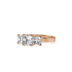 SKU: 0062 (10K) Princess-Cut Trilogy Engagment Ring in Rose Gold.