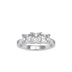 SKU: 0062 (14K) Princess-Cut Trilogy Engagment Ring in Rose Gold.