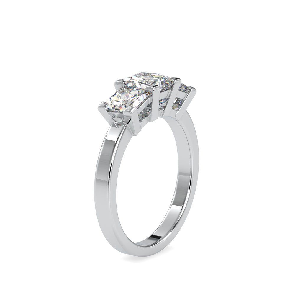 SKU: 0062 (10K) Princess-Cut Trilogy Engagment Ring in Rose Gold.