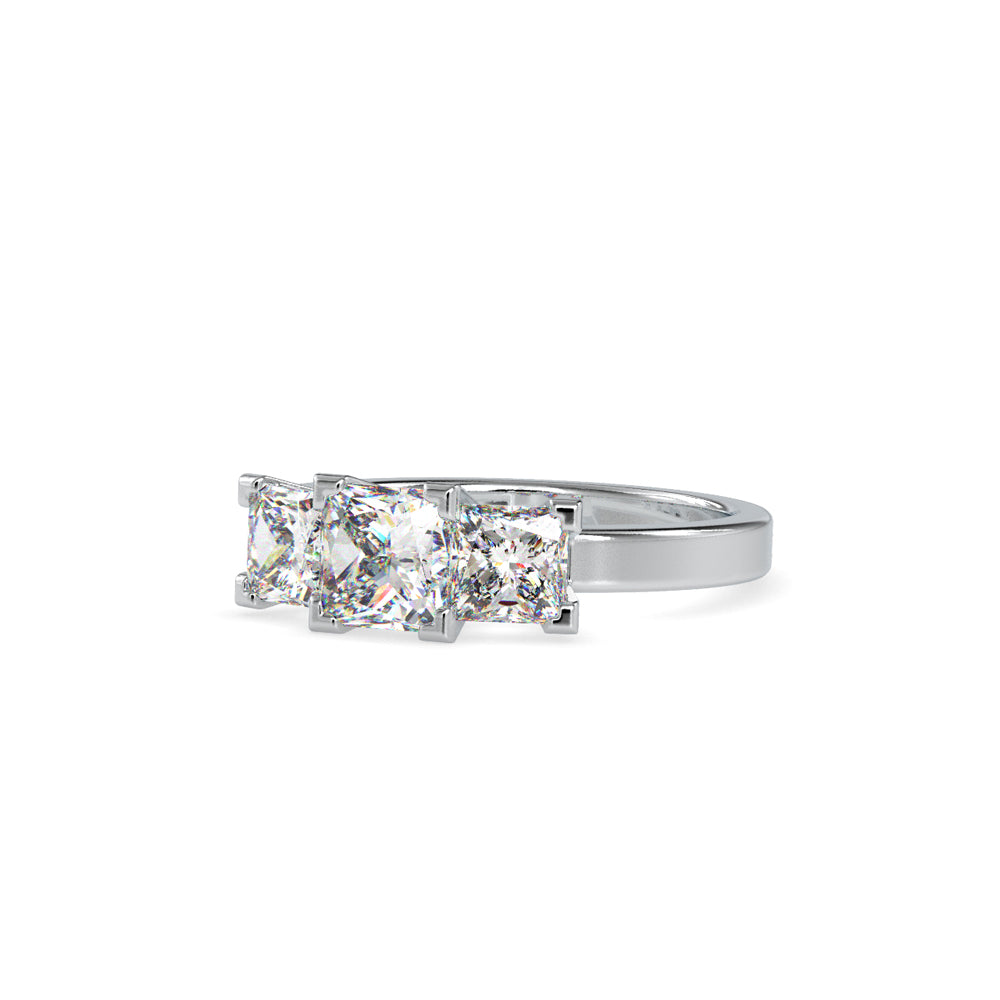 SKU: 0062 (22K) Princess-Cut Trilogy Engagment Ring in Rose Gold.