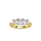 SKU: 0062 (14K) Princess-Cut Trilogy Engagment Ring in Rose Gold.