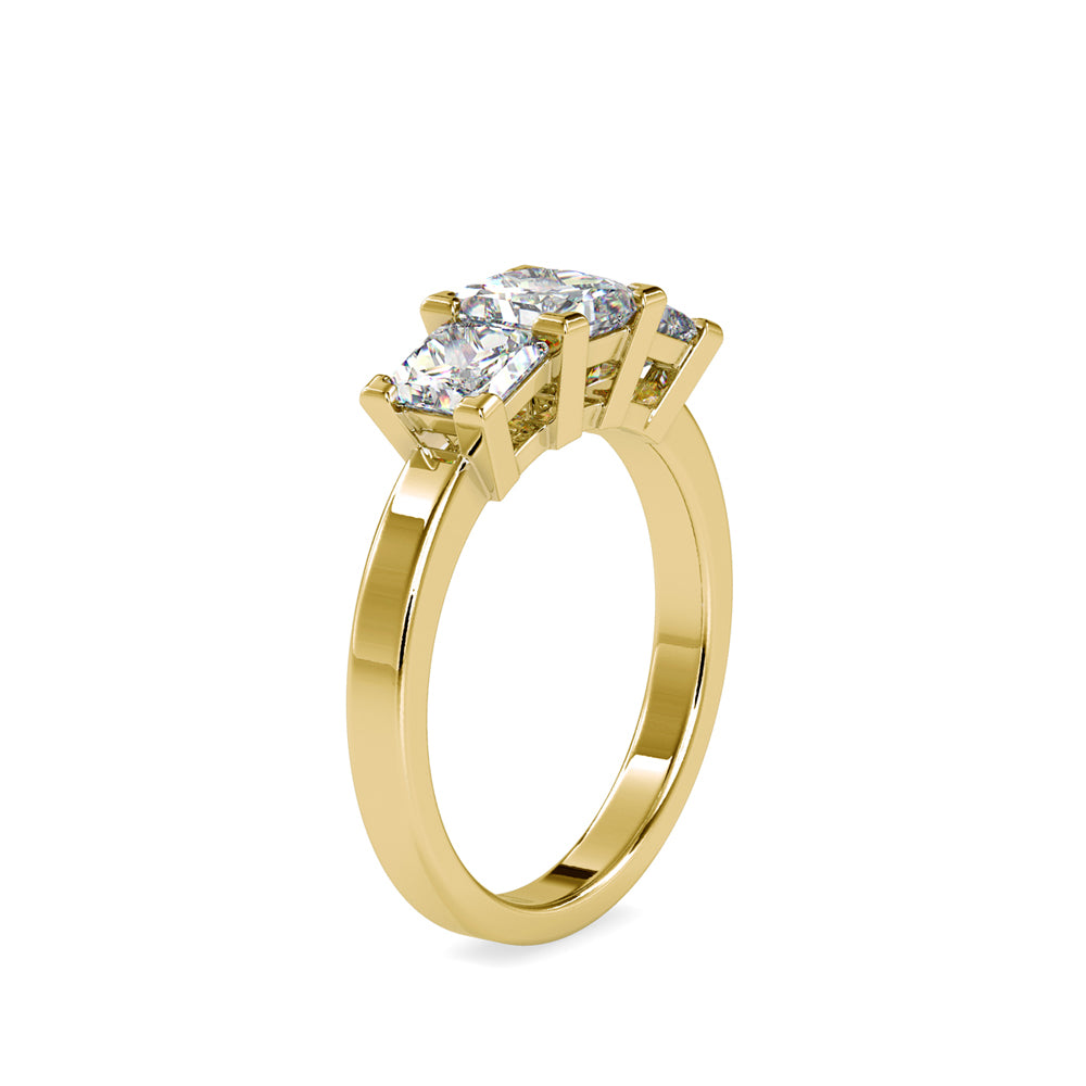 SKU: 0062 (22K) Princess-Cut Trilogy Engagment Ring in Rose Gold.