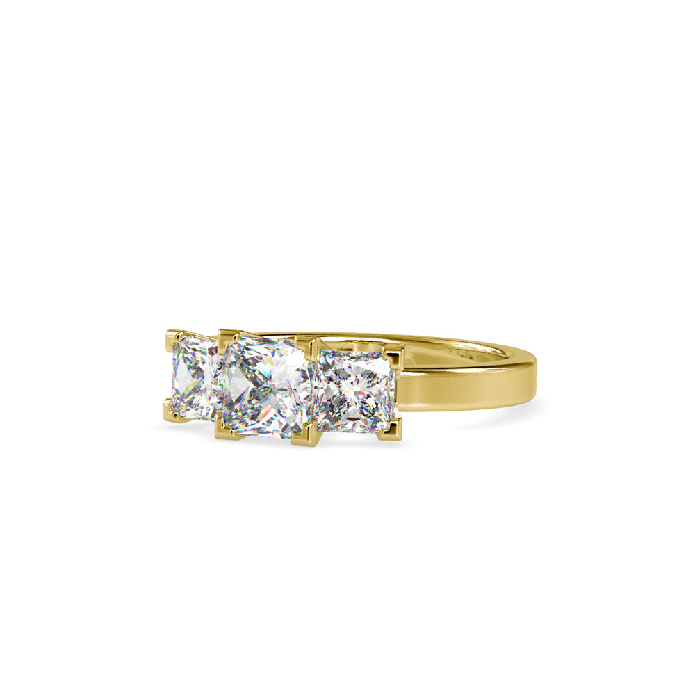 SKU: 0062 (22K) Princess-Cut Trilogy Engagment Ring in Rose Gold.