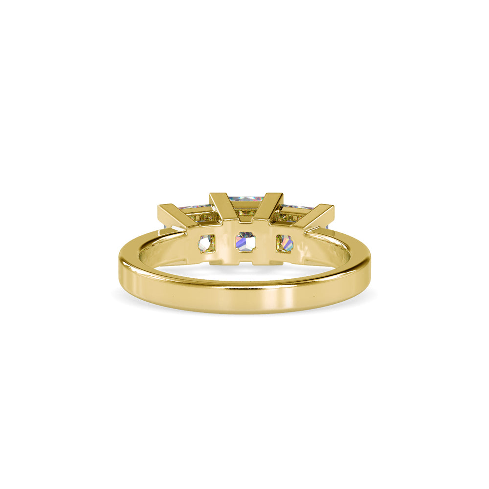 SKU: 0062 (18K) Princess-Cut Trilogy Engagment Ring in Rose Gold.