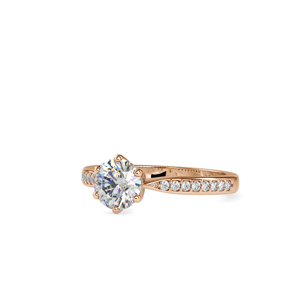 SKU: 0063 (10K) The Six-Prong  Solitaire Engagment Ring in Rose Gold.