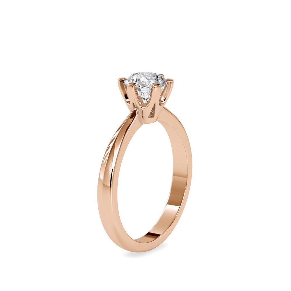 SKU: 0064 (14K) Classic Six-Prong Solitare Engagment Ring in Rose Gold.