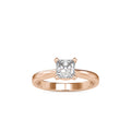 SKU: 0065 (14K) Classic Princess-Cut Solitaire Engagment Ring in Rose Gold.