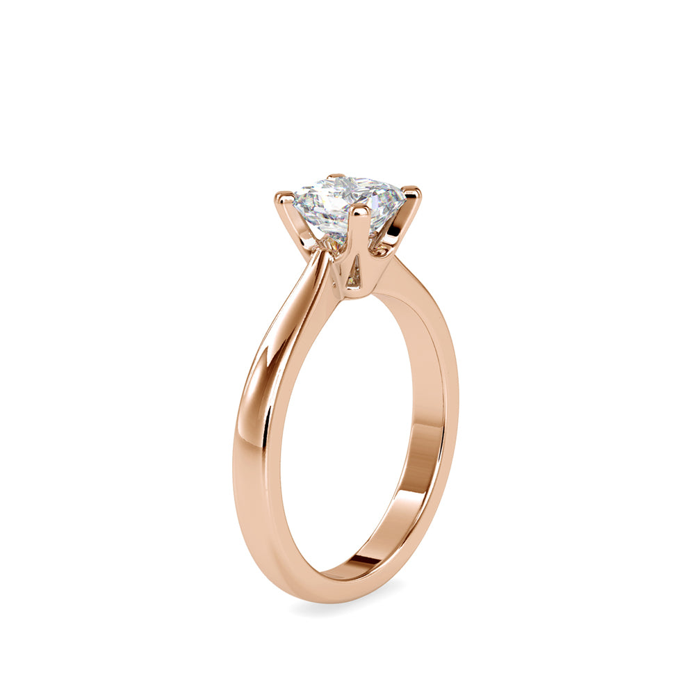 SKU: 0065 (14K) Classic Princess-Cut Solitaire Engagment Ring in Rose Gold.