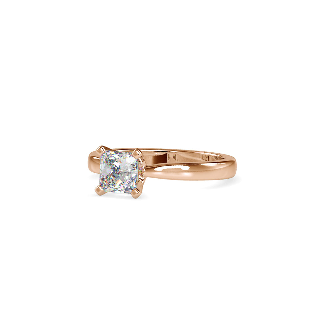 SKU: 0065 (10K) Classic Princess-Cut Solitaire Engagment Ring in Rose Gold.